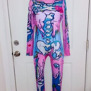 Colorful Creepycute Kawaii Skeleton Eyeball Guts Jumpsuit Pastel Goth